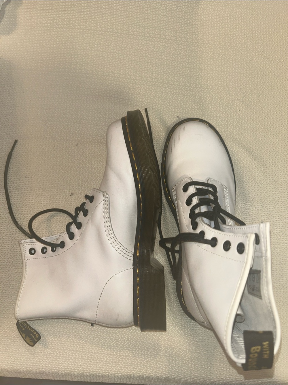 Dr. Martens White and Black Lace-Up Boots